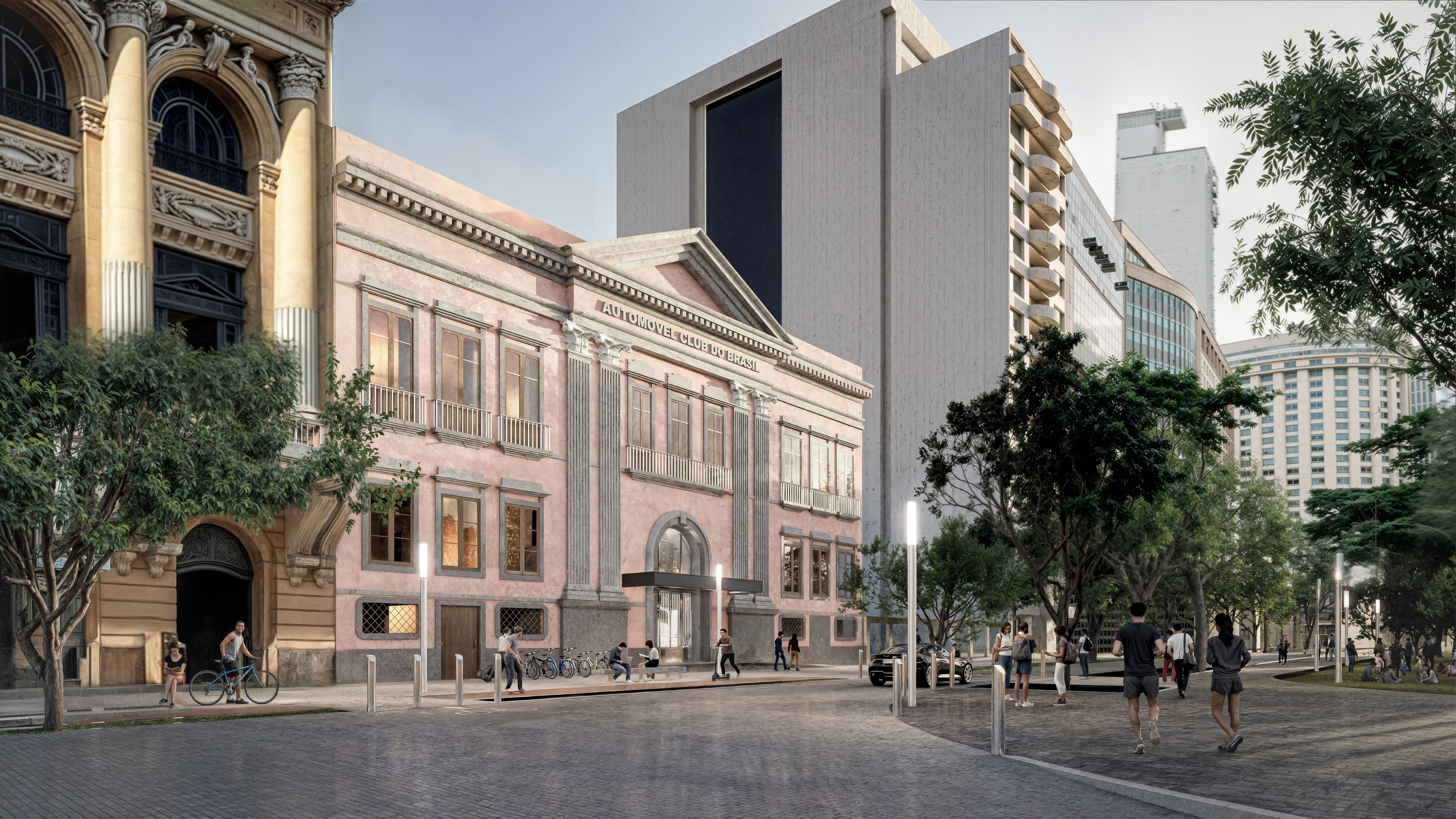 Ilustração do projeto da fachada frontal do Autómovel Club